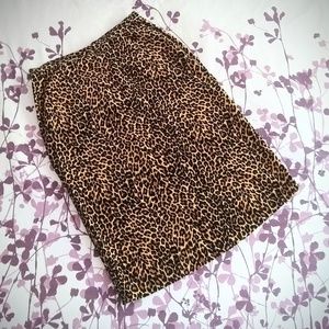 Velvet Leopard Pencil Skirt EUC